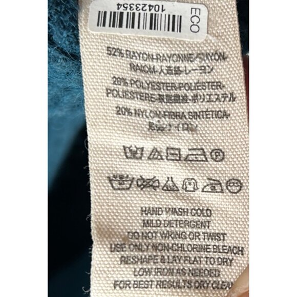 Free People Oversized Turtleneck Sweater Womens Medium Teal‎ Blue Cozycore Fall - Picture 6 of 7